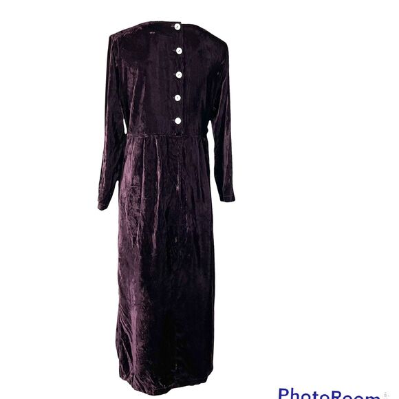 Earth Song Size 8P Petite Velvet Maxi Dress Fairycore Witchy Dark Purple 90s - Picture 2 of 9